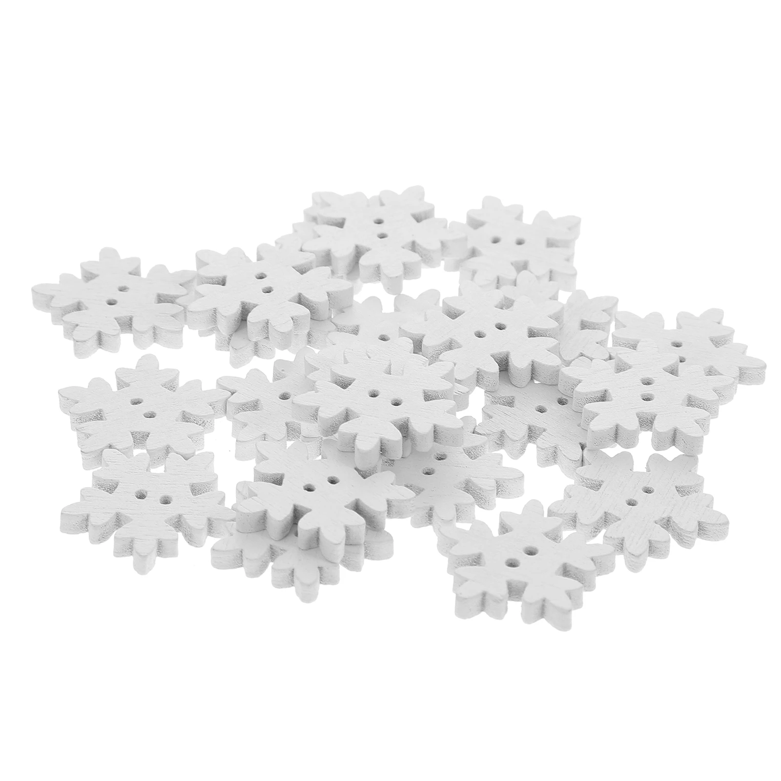 

50pcs Durable Snowflake Button Christmas Decorations Craft Snowflake Embellishments Projects Bamboo Resin Embellishments