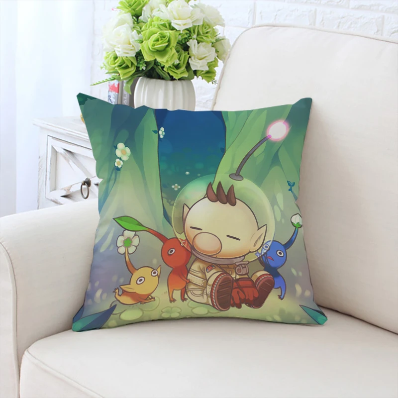 Comic pillowcase cute P-Pikmin custom double-sided printed sofa cushion cover for children's room headboard cushion 40x40cm