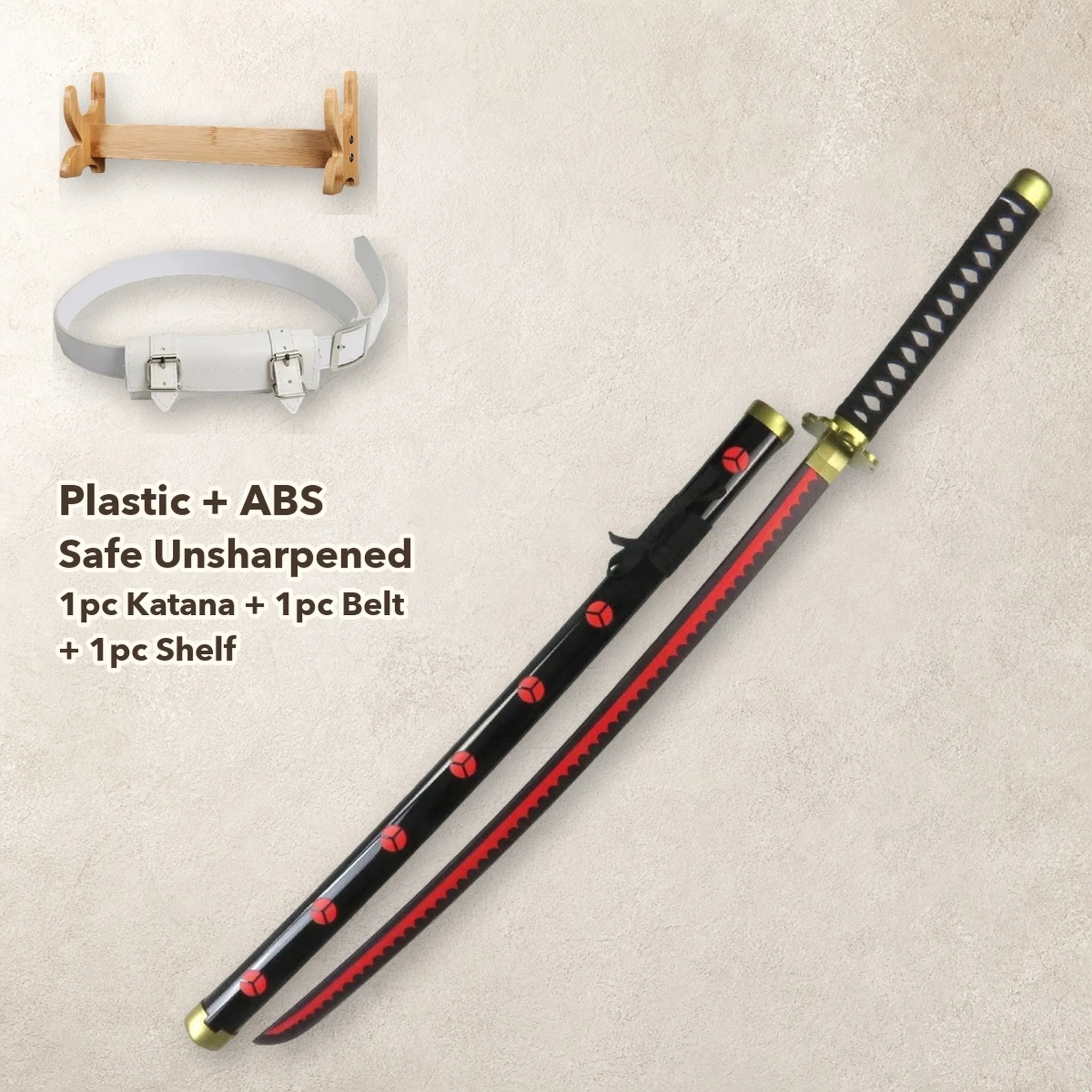 39 Inch One Piece Zoro Katana Sword Sabre Blade Set Stand Belt Ninja Knife Schwert Safe Unsharpened Cosplay Display Photo Prop view 2