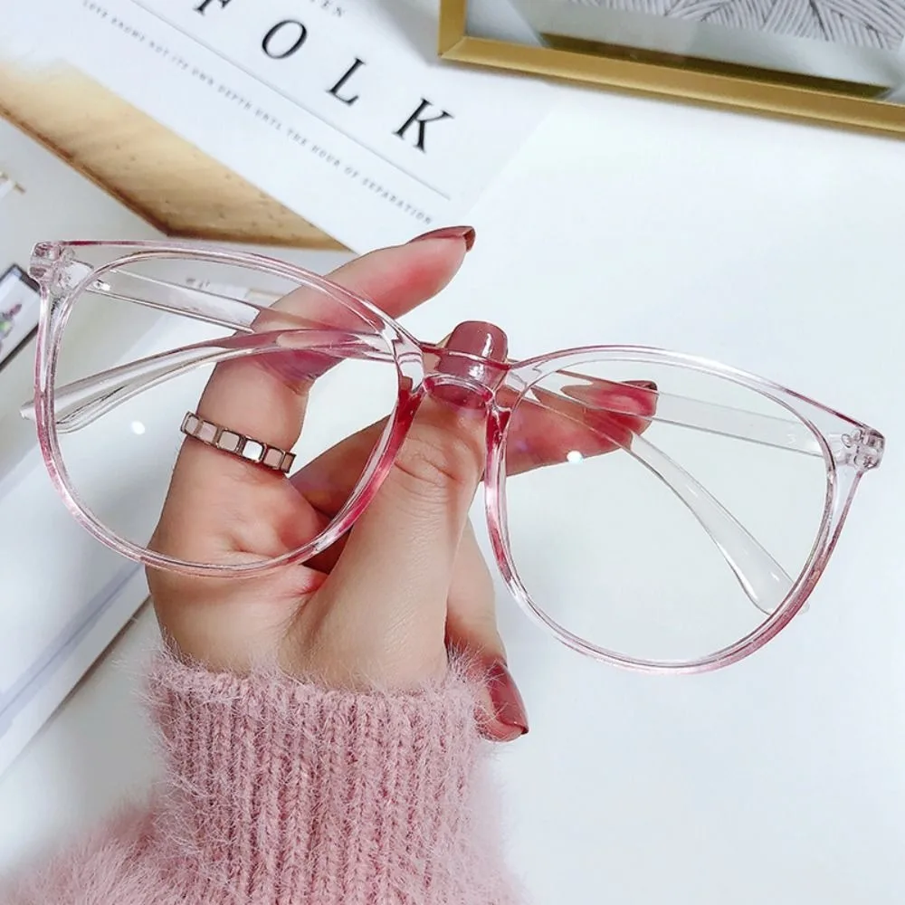 Trendy Plane Mirror Anti Blue Light Glasses Transparent New Round Eyewear Without Degree Optical Spectacle Eyeglass Women Men