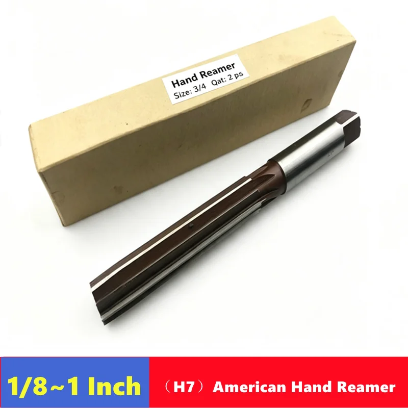 H7 American Hand Reamer 1/8 1/4 1/2 5/8 3/4 7/8 1 Inch， 9Sics Suitable for deburring steel, iron, copper and aluminum cutting