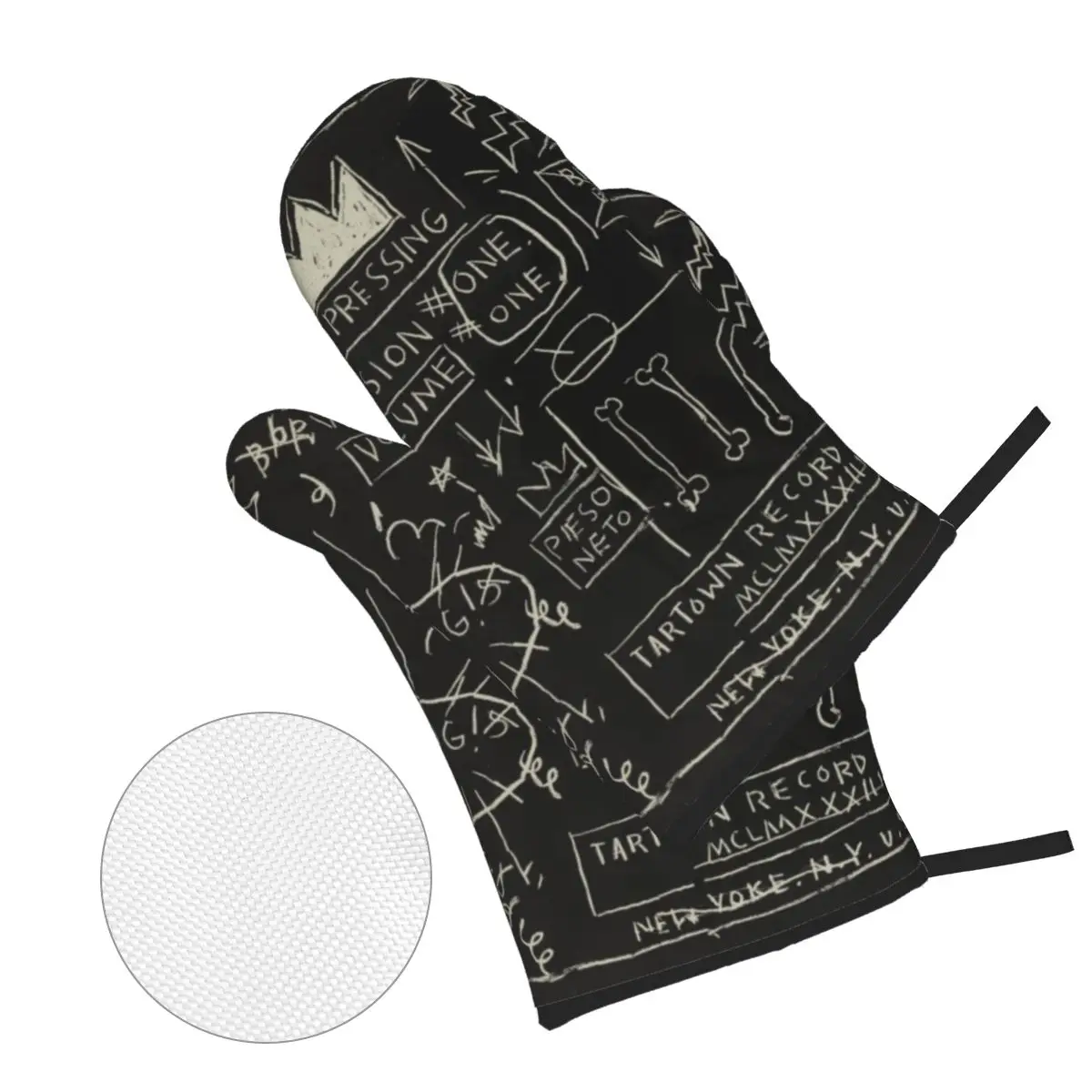 Basquiats Pop Art Oven Mitts and Pot Holders Sets of 4 Heat Resistant Kitchen Gloves Potholders for Cooking Baking Grilling