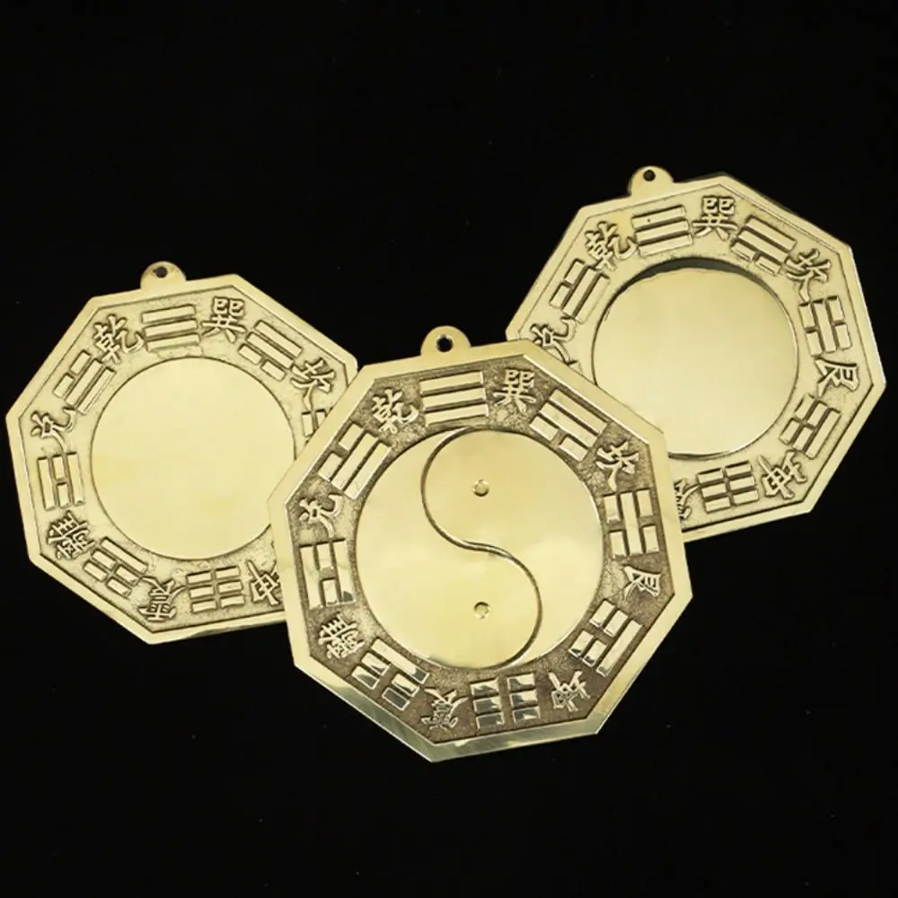 Chinese Style Brass Bagua Mirror Pendant Convex Mirror Handicraft Convex Mirror Ornament Feng Shui Auspicious Crafts Mirror