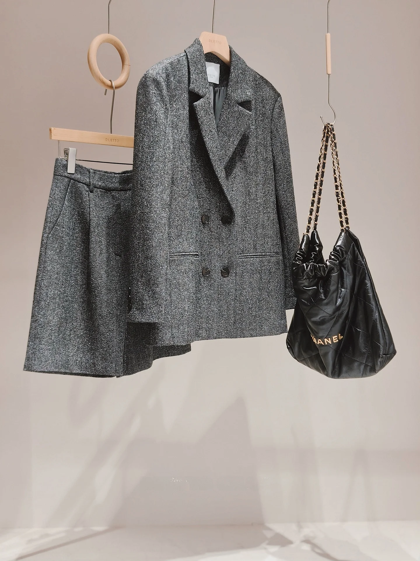 

Костюм ручной работы DUETTO London Morning Fog Snowflake Tweed: юбка, длинная юбка, брюки средней длины, женский модный комплект