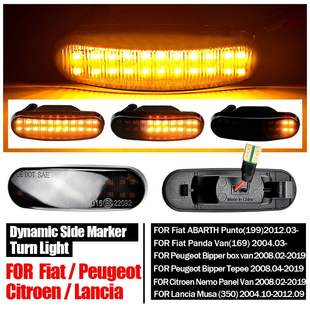 

Sequential Lamp For Fiat Doblo Panda Idea Stilo Fiorino Multipla Punto Qubo Linea Musa LED Dynamic Turn Signal Side Marker Light