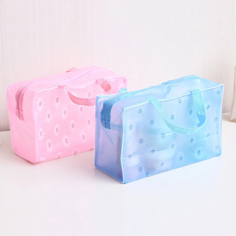 1Pc PVC Transparent Cosmetic Bag Makeup Bag For Women Girl Waterproof Zipper Beauty Case Travel Handbag Toiletry Bags