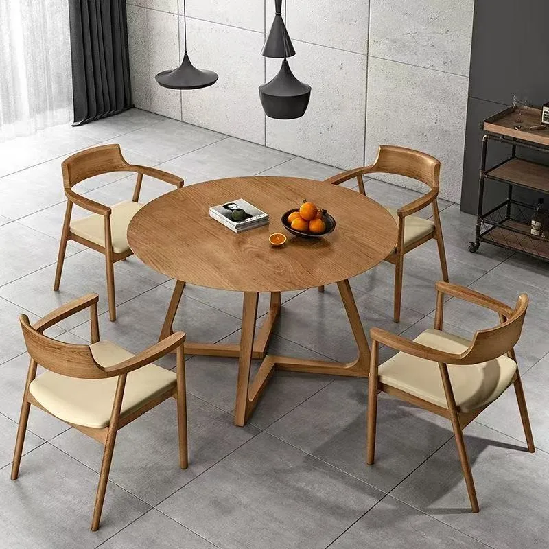 Modern Coffee Shop Restaurant Furniture Sofa Sets Scandinavian Solid Wood Round Dining Table Cafe Dining Table and Chair Set view 2