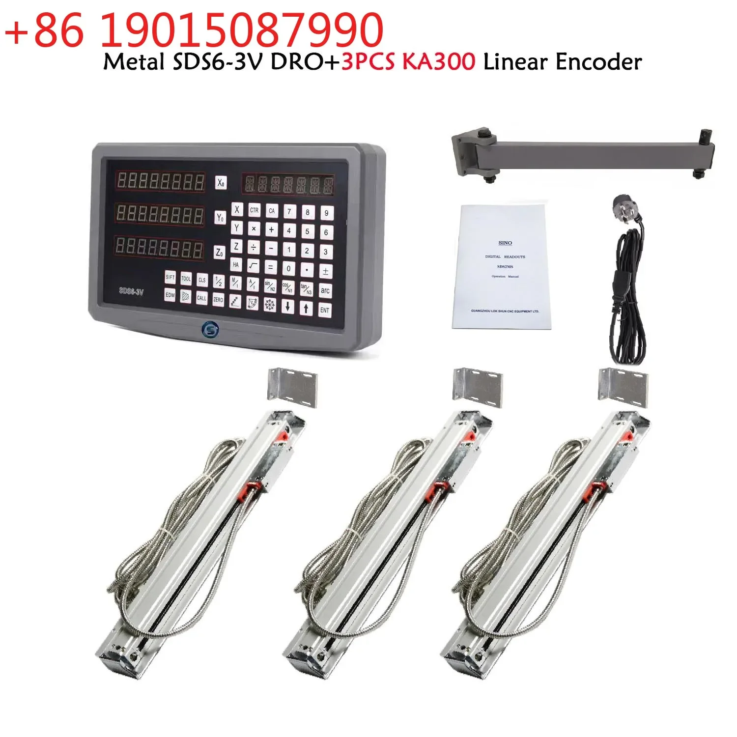 SDS6-3V 3 Axis Digital Readout Metal Casing DRO Kit And 3PCS KA-500 KA300 Lathe Linear Scale Encoders Grinder Millilling