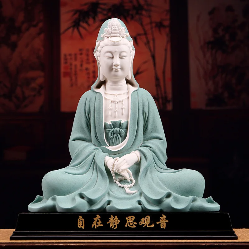 Cz zen ceramic guanyin bodhisattva buddha statue ornament - white porcelain meditative  statue for home  worship and display