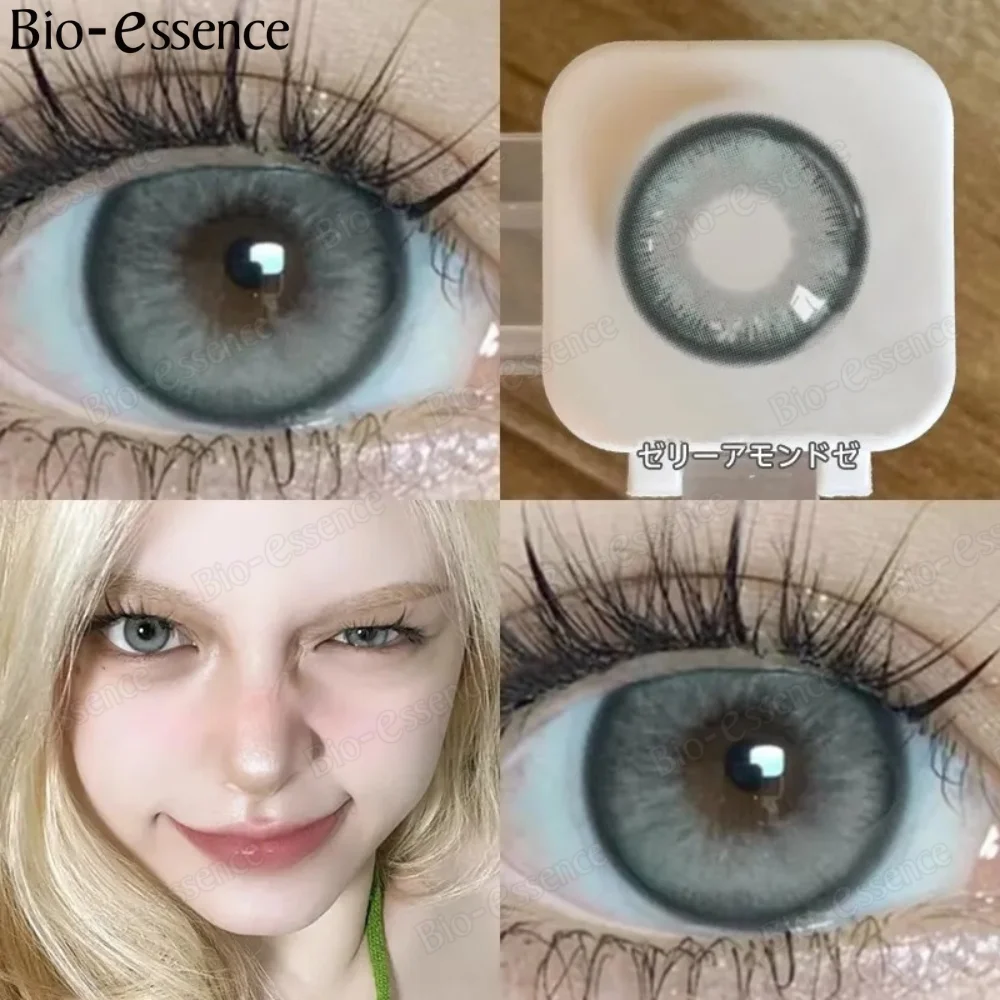 Bio-essence 1 Pair Myopia Lenses Colored Contact Lenses with Degree Natural Colored Eye Lenses with Diopters Blue Contact Lenses