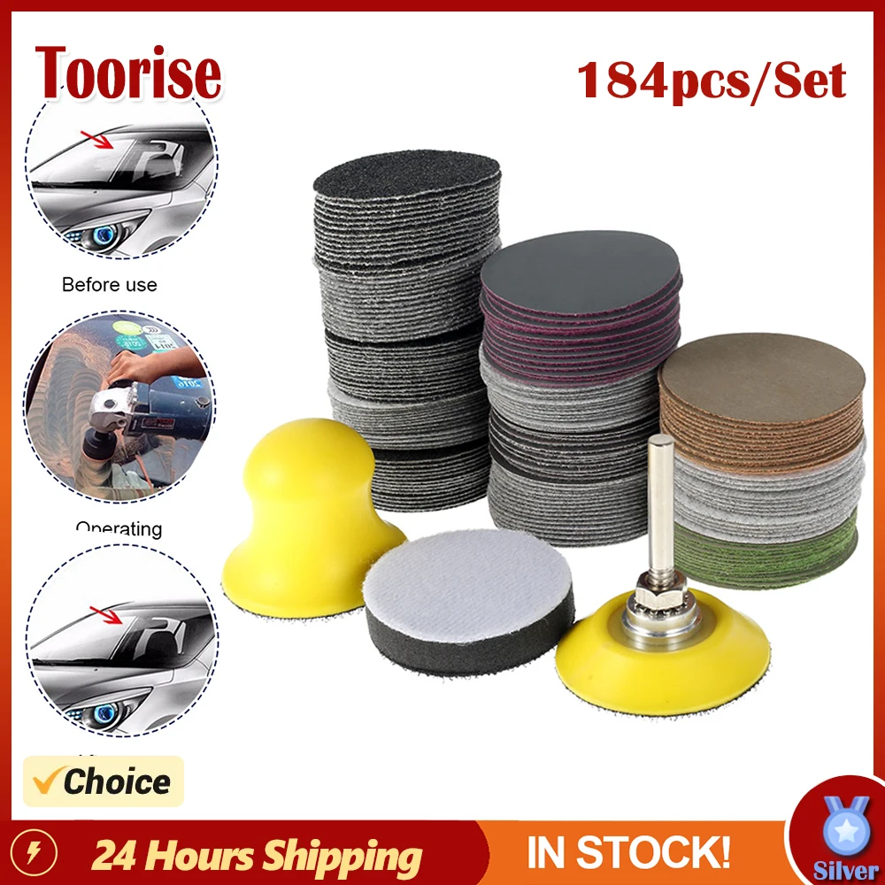 

184Pcs Abrasive Tools 2Inch Sanding Disc Carbide 60-10000 Grit Sanding Sheet Wet Dry Sandpaper Sanding Paper for Drill Polishing