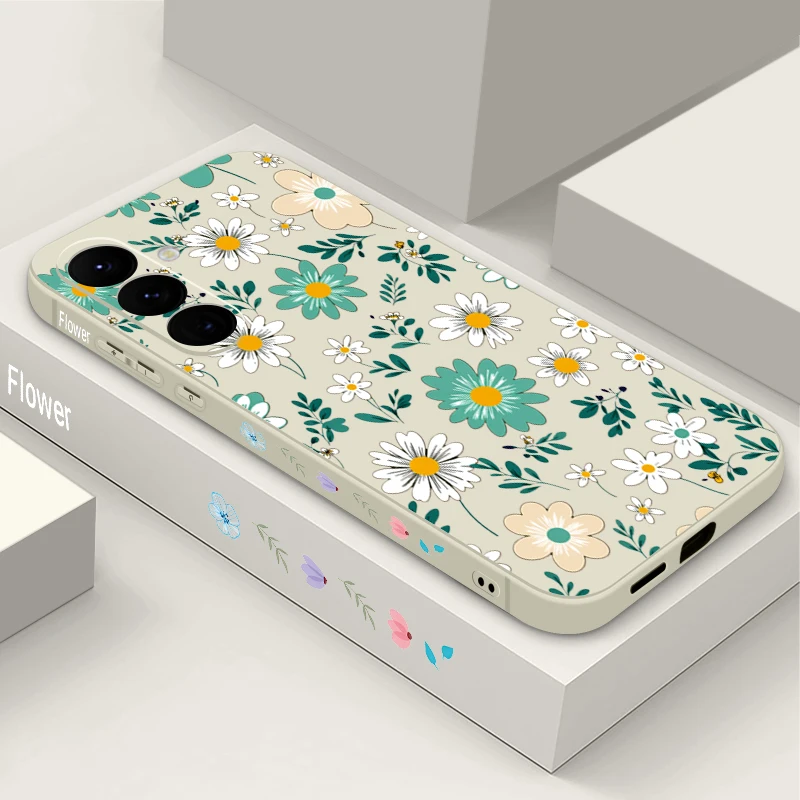 Simple Flower Pattern Phone Case For Samsung Galaxy S26 S25 S23 S22 Ultra S24 S25 FE A57 A17 A56 A16 A55 A15 A54 A36 Soft Cover