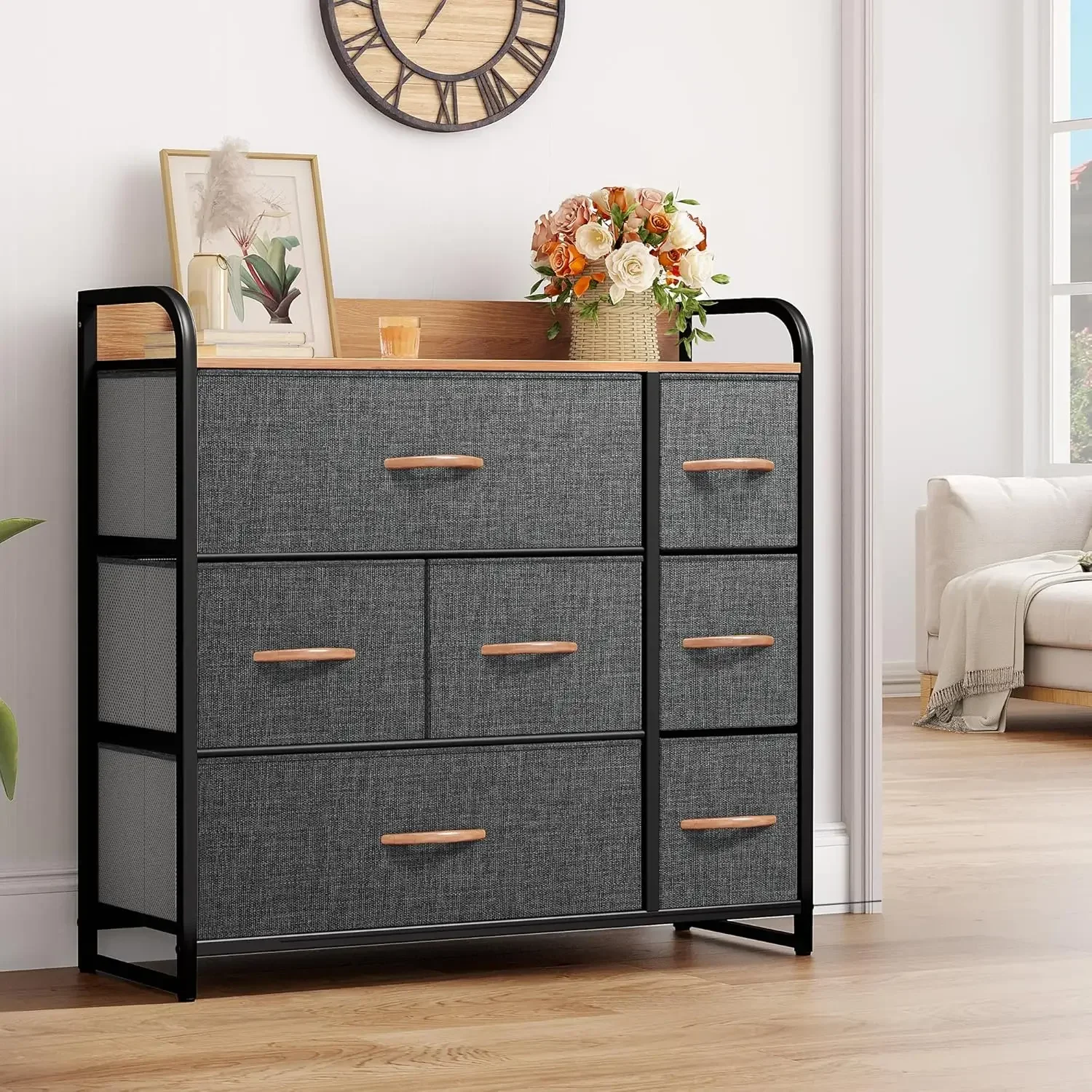 Drawer Fabric Storage Tower Organizer Unit Multicolor Bedroom Living Room Hallway Closets Steel Frame image 2