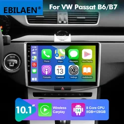 EBILAEN Android 13.0 Car Radio Multimedia Player For VW Volkswagen Passat B7 B6 CC 1Din  Autoradio GPS Navigation Camera Carplay