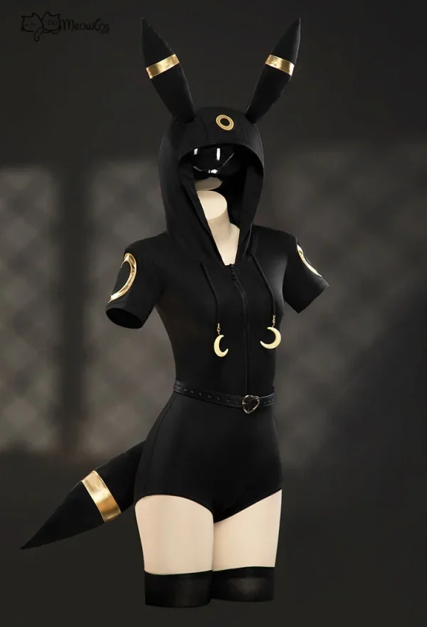 2025 المرأة ضوء القمر الثعلب رمادي داكن رومبير مقنعين ارتداءها مع الأكمام جوارب حزام وذيل زي الهالوين التأثيري