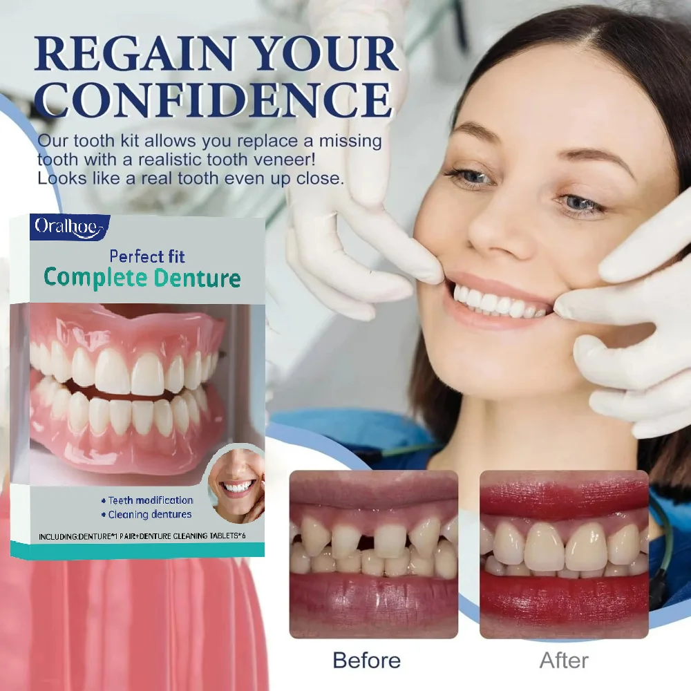 2026 New Handmade Natural Soft Silicone Dentures Realistic Removable Comfort False Teeth For Middle Aged Elderly Daily Use