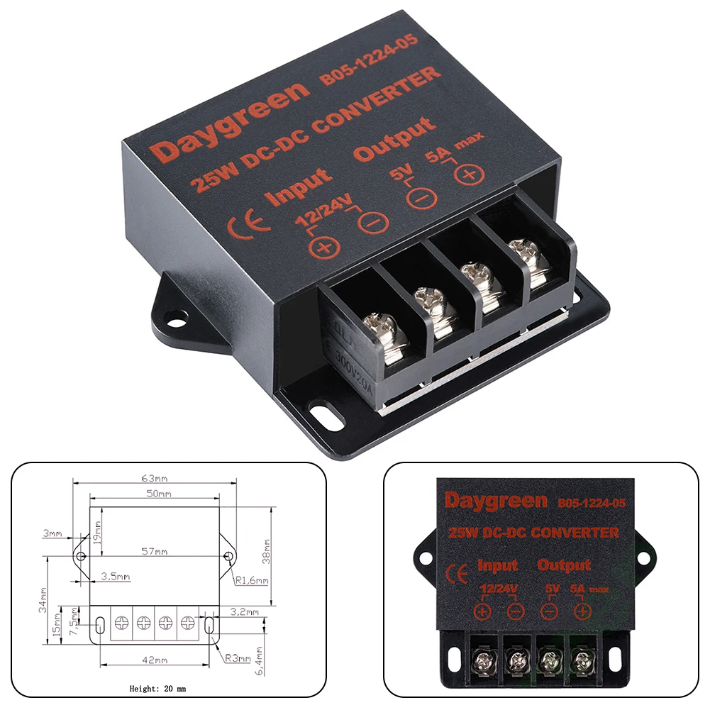 1Pc DC Converter Efficiency Output Ripple Noise Output Voltage Ripple Semiconductors -40-85℃ 0.01A 11-35VDC| 25W