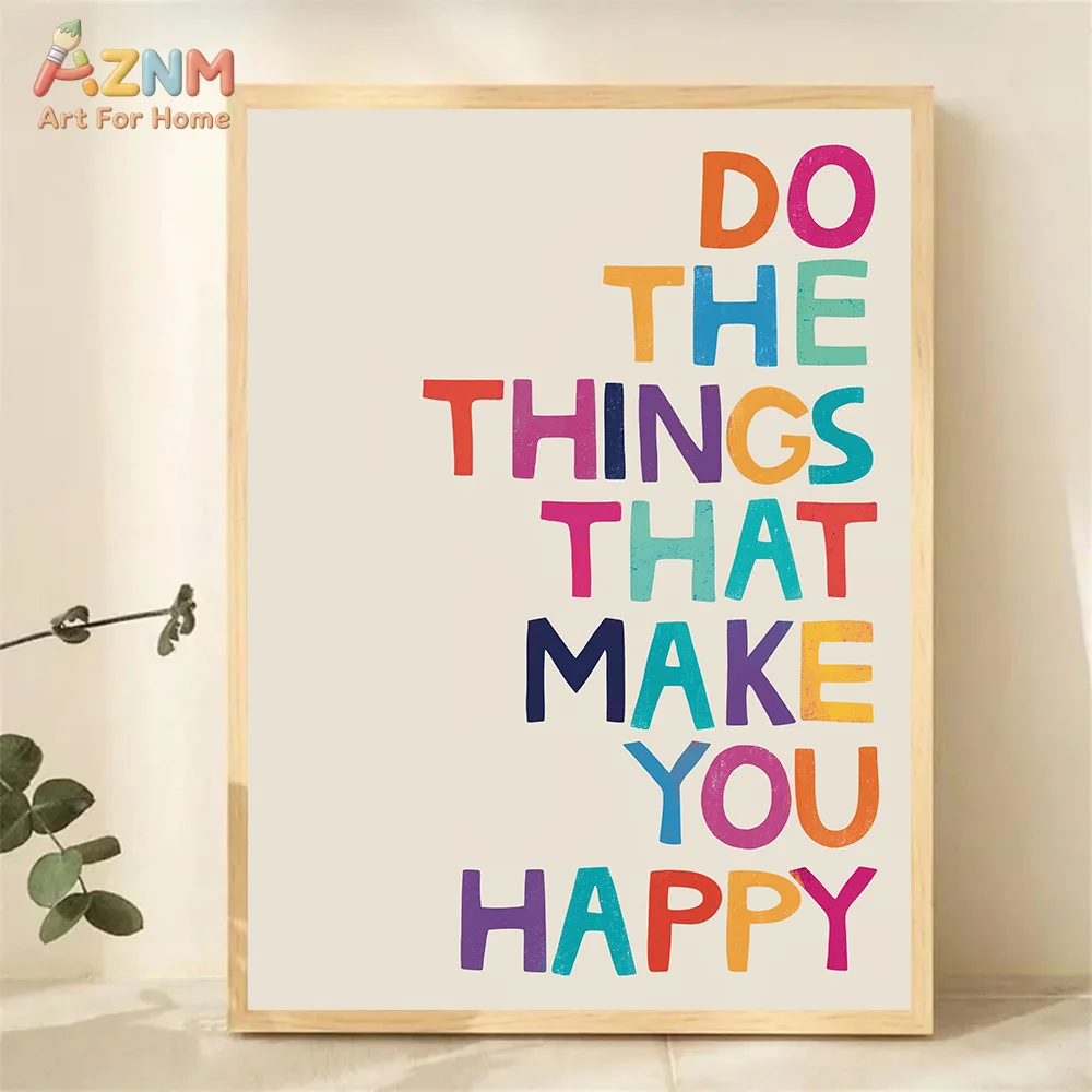 AZNM Colorful Positive Motivational Quote Canvas Wall Art Inspirational Typography Print Boho Neutral Background Kids Classroom