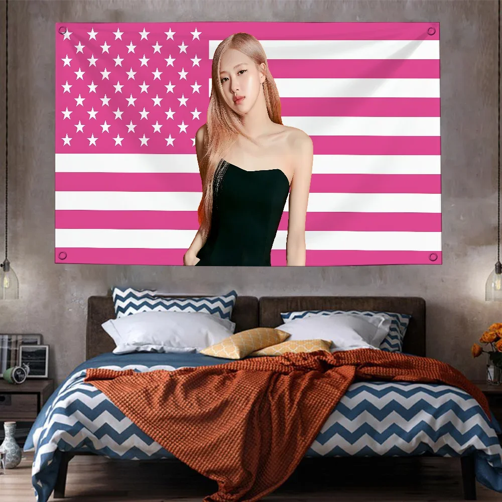 3X5 Ft APT Park Chae Young  Pink American Flag Tapestry Poster Indoor Drew Starky Banner Wall Hanging For Bedroom Livin