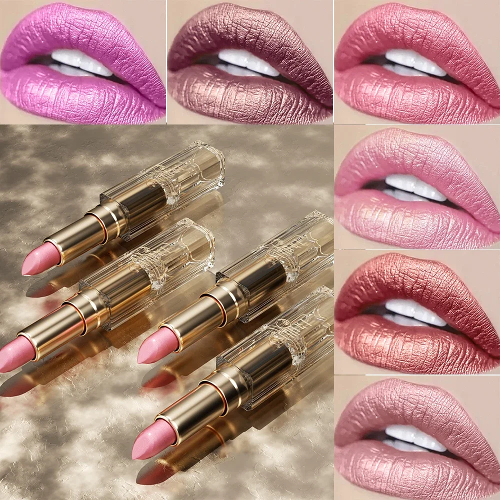 12 Colors Korea Matte Glitter Lipstick Pink Nude Matte Gliter Waterproof Kissproof Glitter Flip Lipstick Orange Dropshipping