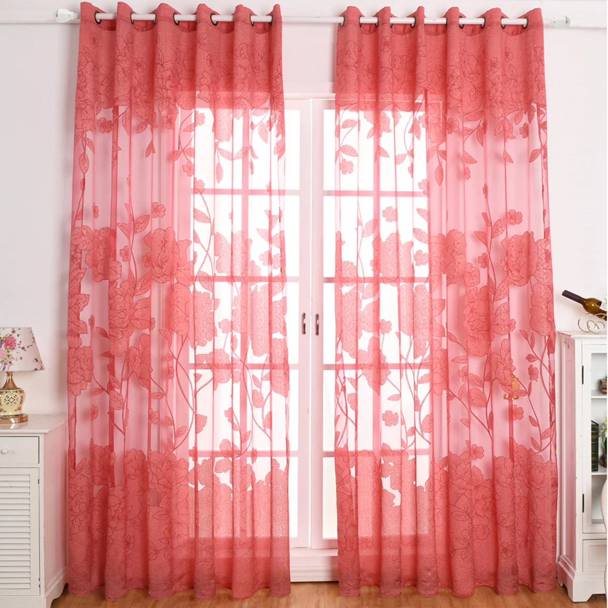 1 قطعة ستائر الجاكار 100*270 سنتيمتر قسط البوليستر زهرة طباعة شير نافذة الستار لغرفة ديكور وشاح الباب نافذة الستائر