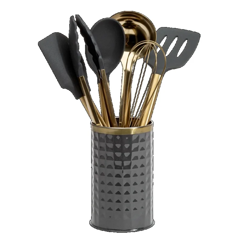 

7-Piece Cooking Utensils Set, Silicone and Stainless Steel, Gray
