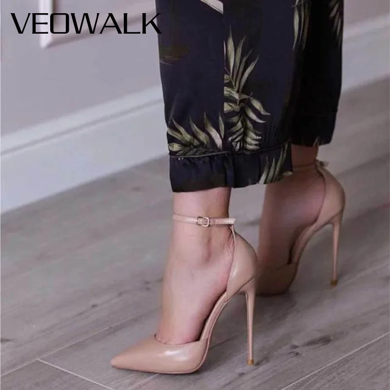 

Женские туфли-лодочки телесного цвета из лакированной кожи с острым носком на высоком каблуке-шпильке, элегантные туфли-лодочки без шнуровки с ремешком на щиколотке для вечеринок, офисной модной обуви