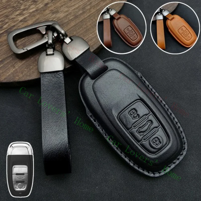 

A++Genuine Leather Car Key Fob Case Cover For Audi TT S3 S4 A4 Q3 Q5 A5 A6 A7 A8