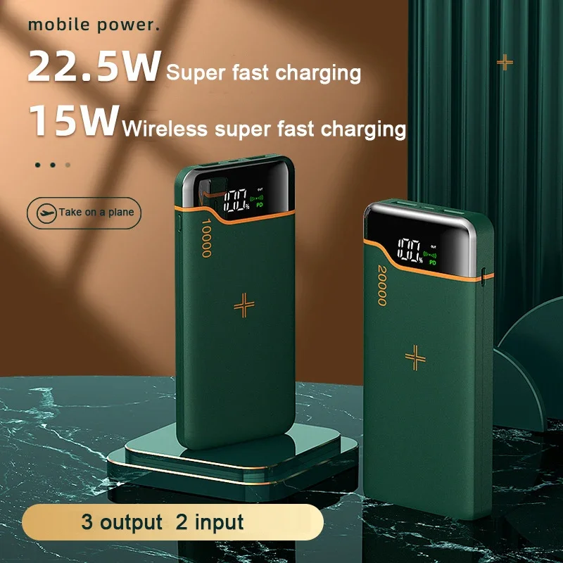 

22.5W Fast Charging Power Bank 20000mAh 15W Wireless Charger for iPhone Type C Spare Battery for Samsung Huawi Xiaomi Powerbank