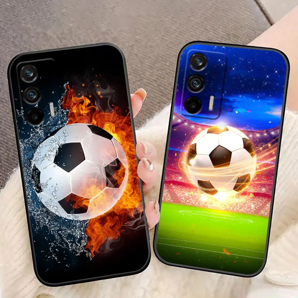 Fire Football Soccer Ball Phone Case For Realme GT 2 Master Neo 2 NARZO 50 50I X50 C65 C53 C35 C21 C21Y C20 C15 Case Funda Shell