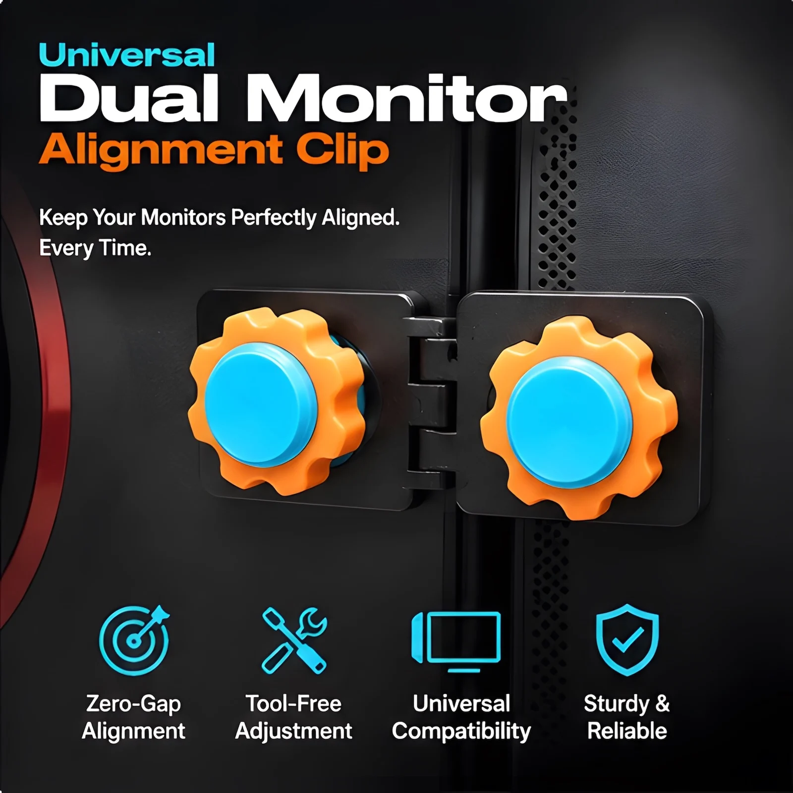 Universal Dual Monitor Alignment Clip Tool-Free Screen Connector Zero Gap Fixer Bracket Double-Sided Adhesive Mount Game Office