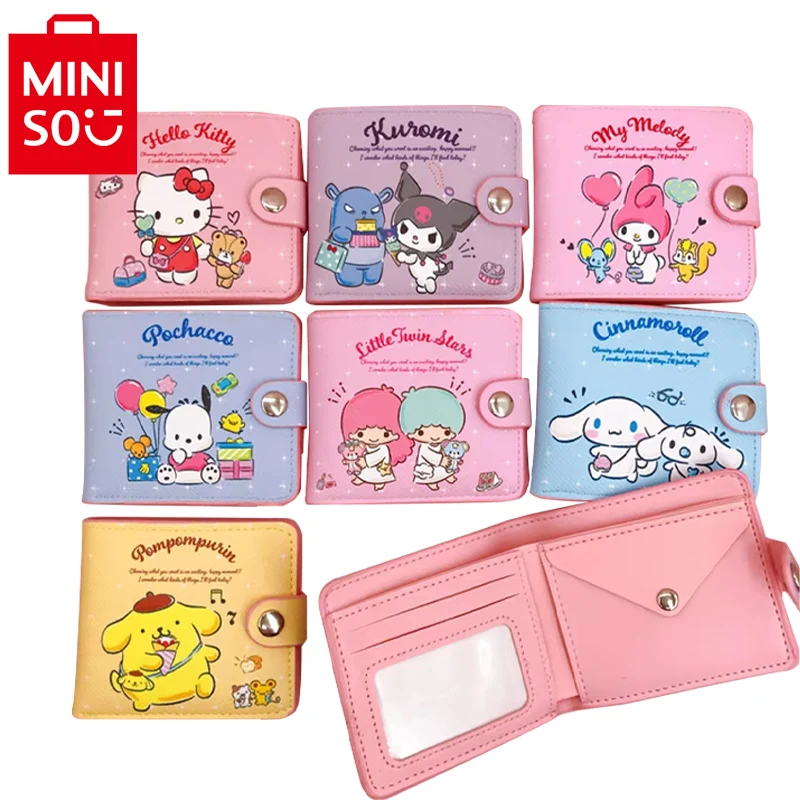 Anime Cartoon Kawaii Sanrio Hello Kitty Cinnamoroll Melody Kuromi Pu Casual Money Bag Coin Purse Card Holder Wallet with Buttons