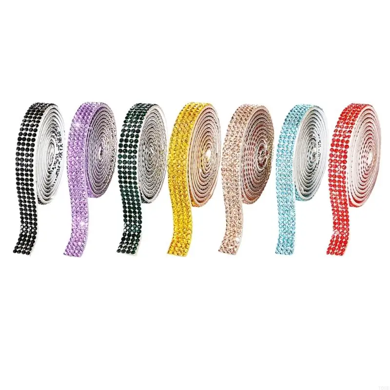 반짝이는 모조 다이너스 리본 리본 1 마당 롤 크리스탈 리본 롤 접착제 리본 웨딩 케이크 장식을위한 리본 Y08E