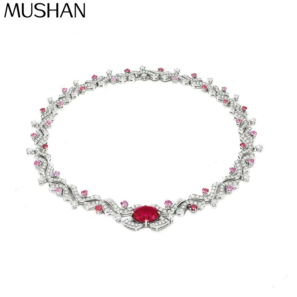 

MuShan Jewelry 925 Sterling Silver Necklace 5A CZ Gemstones Luxury HCD Gemstones Women 925 Sterling Silver Pendant Accessories