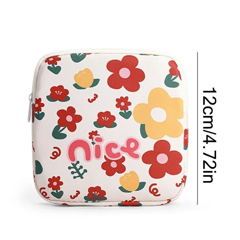 Multicolor Sanitary Napkins Storage Bag Cartoon Pattern Multipurpose Coin Purse Large Capacity Travel Organizers Mini Bag Girl