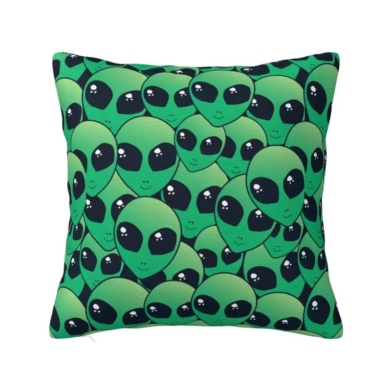 Custom Green Alien Throw Pillow Covers Bedroom Decoration Fashion Cushions Cover For Sofa Chair Square Polyester Pillowcase