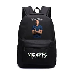 Mbappe avatar print youth backpack black casual student school bag suitable for boys and girls