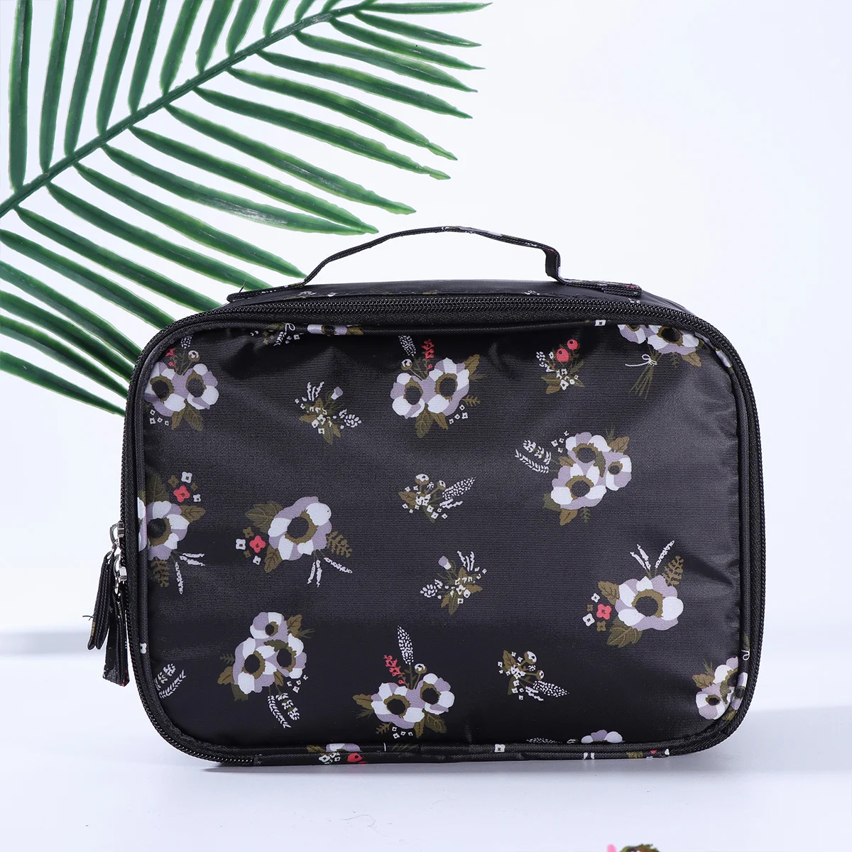 

Large Capacity Waterproof Bag For Travel Makeup Organizer Portable Toiletry Pouch Storage Case Black Flower