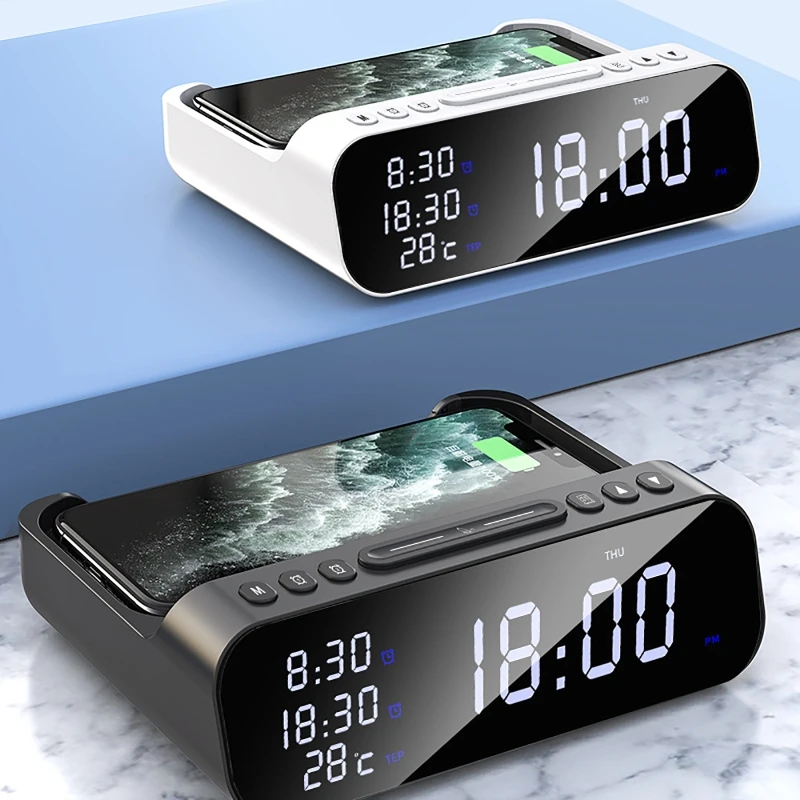 

Intelligent Wireless Alarm Clock Charger Fast Temperaturetable Digital Clock LED Display Wireless Charger Watch Desk Clock