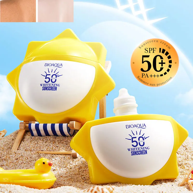 

SPF 50+ Защита от солнца Долговечное отбеливающее солнцезащитное молочко BIOAOUA для поднятия красоты Изоляция и защита от УФ-лучей