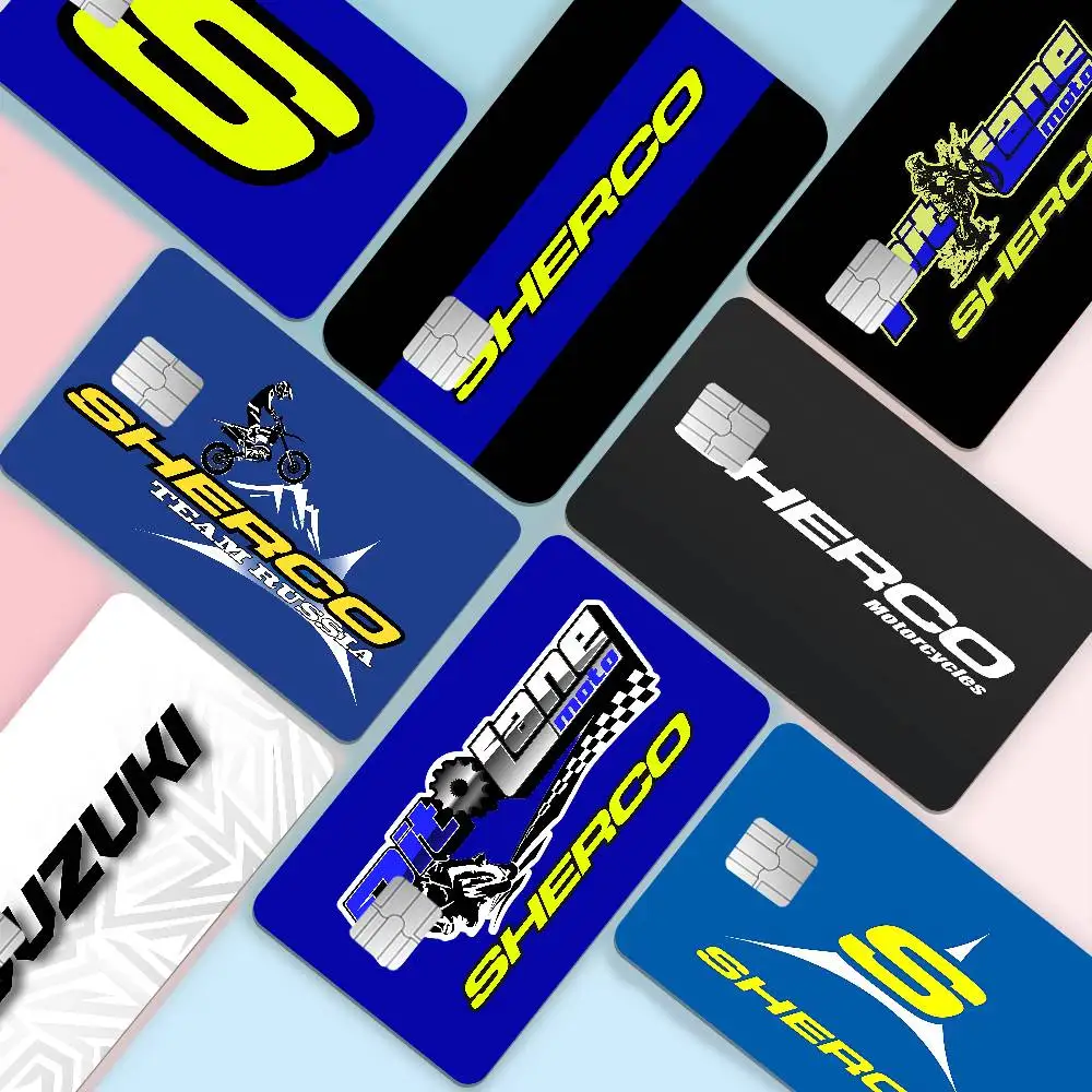 S-Sherco LOGO 2024 Anime Cartoon Skin Stickers Film Tape Case for Big Credit Debit Card Front Side