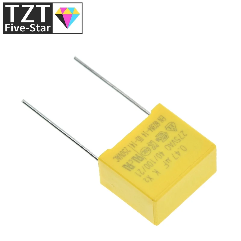 10pcs 470nF capacitor X2 capacitor 275VAC Pitch 15mm X2 Polypropylene film capacitor 0.47uF