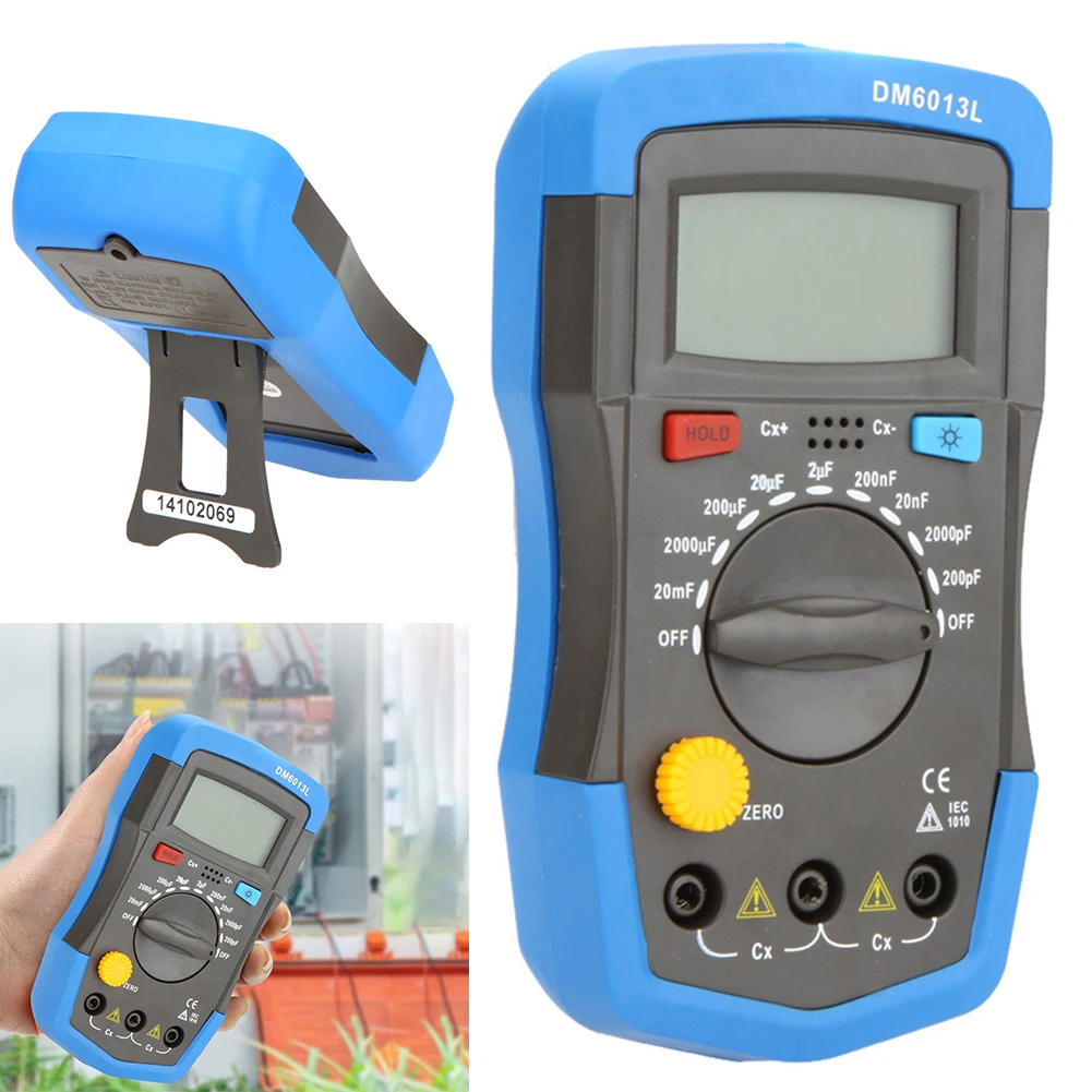 

DM6013L Digital Capacitor Tester 1999 Counts 200pF~20mF Electronic Capacitance Tester Data Hold Measurement Tools Circuit Tester