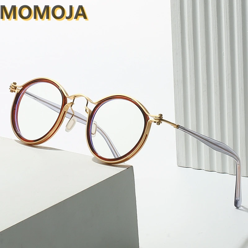 

MOMOJA Retro Round Frame Alloy Anti Blue Light Men's Glasses Frame Optical Prescription Glasses Frame 230