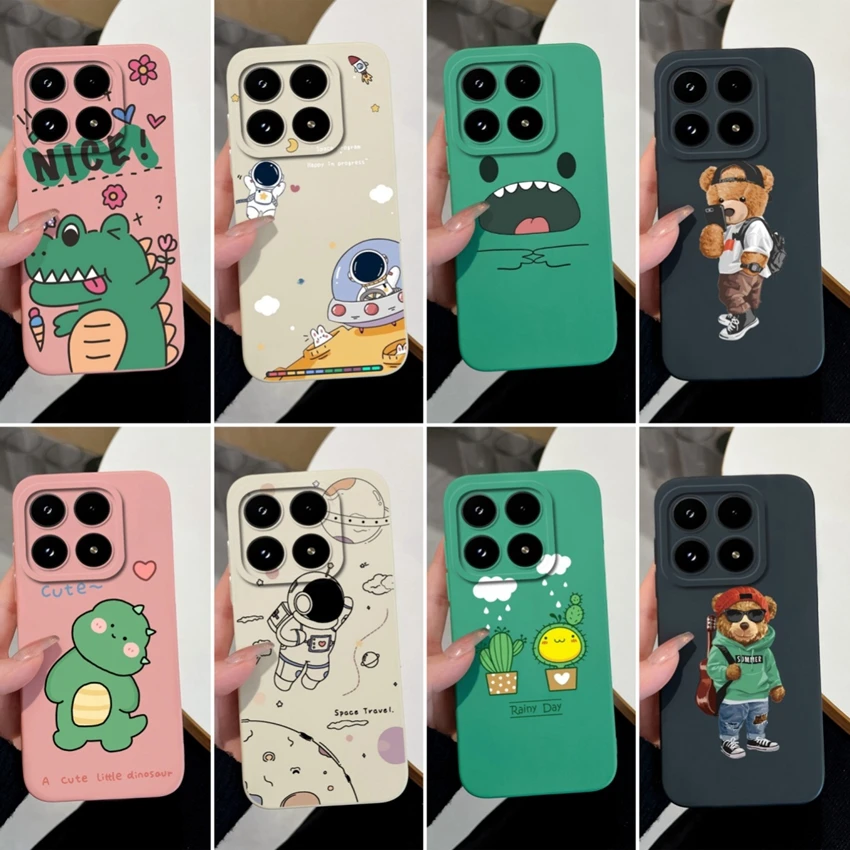 Für Xiaomi 17 Fall 17 Pro Telefon Shell Nette Dinosaurier Shark Muster Flüssigkeit Silikon Staubdicht Zurück Abdeckung Für Xiaomi 17 pro Max Funda