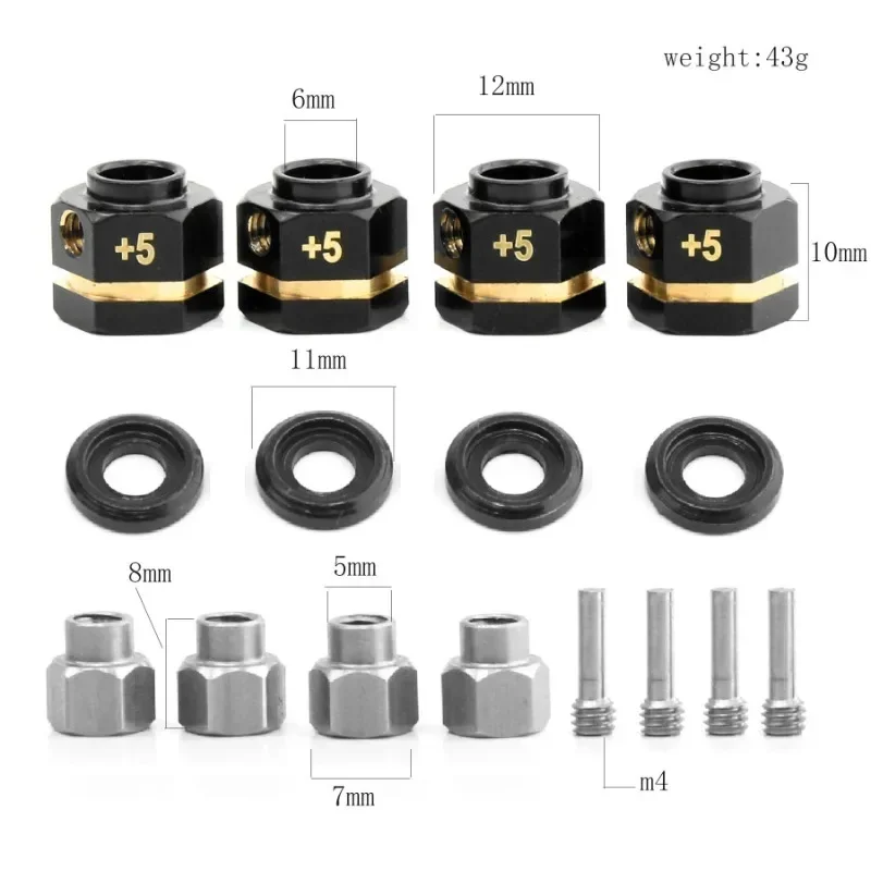 ดุมล้อรถยนต์หกเหลี่ยมกว้าง12มม. ตัวขยายอะแดปเตอร์ทองเหลืองถ่วงน้ำหนักสำหรับ TRX6 TRX4 trxs
