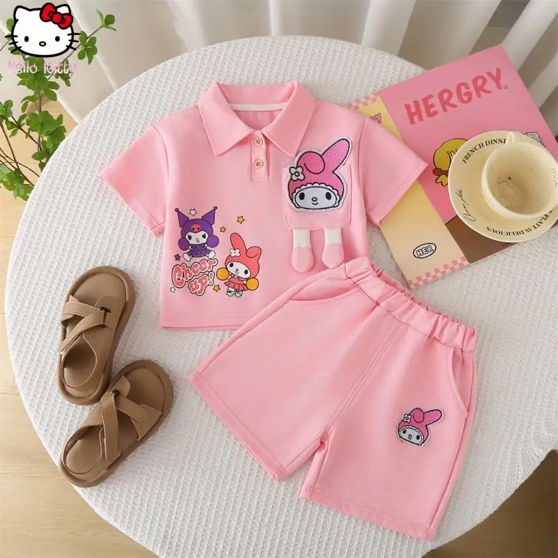 

Новый летний комплект из 2 предметов с аниме-девочкой Куроми: модные шорты и хлопковый пуловер с коротким рукавом для детей, приятный для кожи