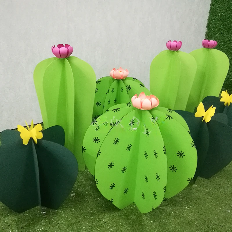 New Large Paper Flower Decorative Window Display Design Cactus