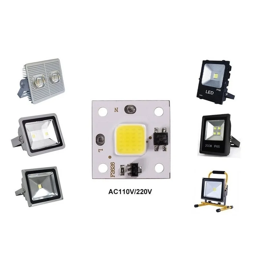 Chip LED COB de 220V, 10W, 20W, 30W, 50W, IC inteligente, sin necesidad de controlador, 3W, 5W, 7W, 9W, lámpara de bombilla LED para foco de luz de