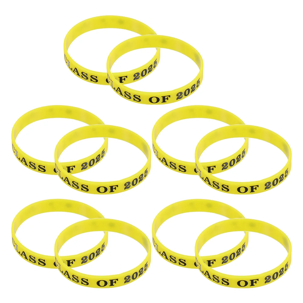 10 pièces Bracelets de fête de remise de diplôme classe de 2025 Bracelets en Silicone événement en vrac cadeaux souvenir significatifs élastique lisse